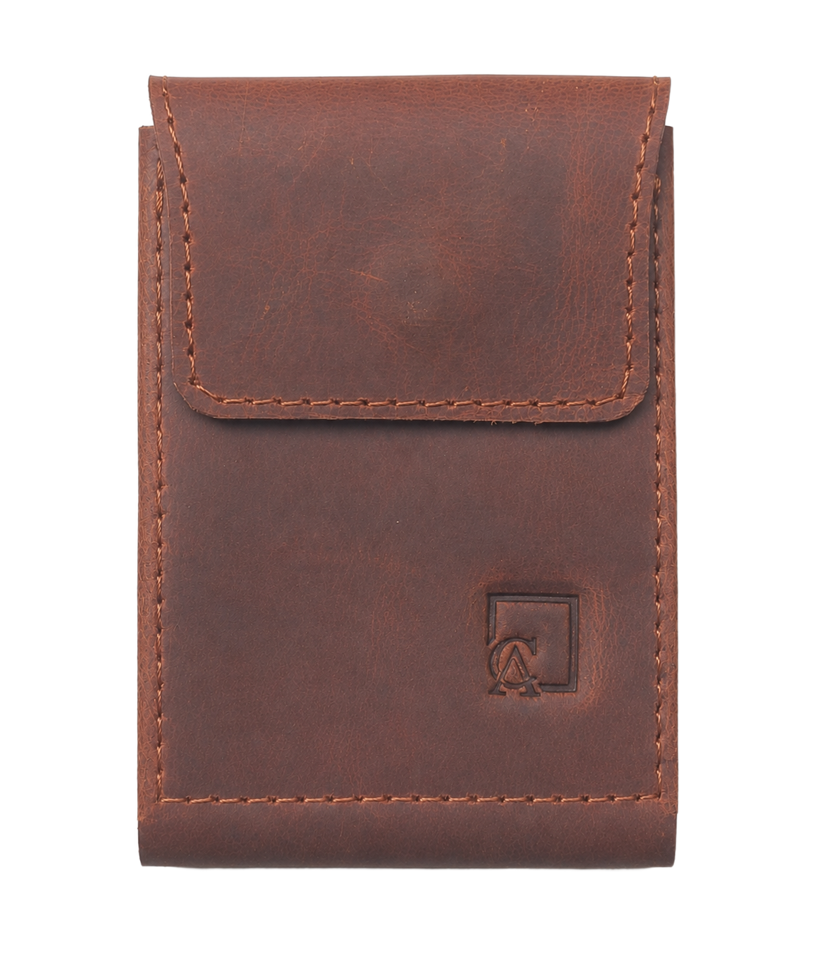 Men's Leather Flap Wallet — Signature Brown